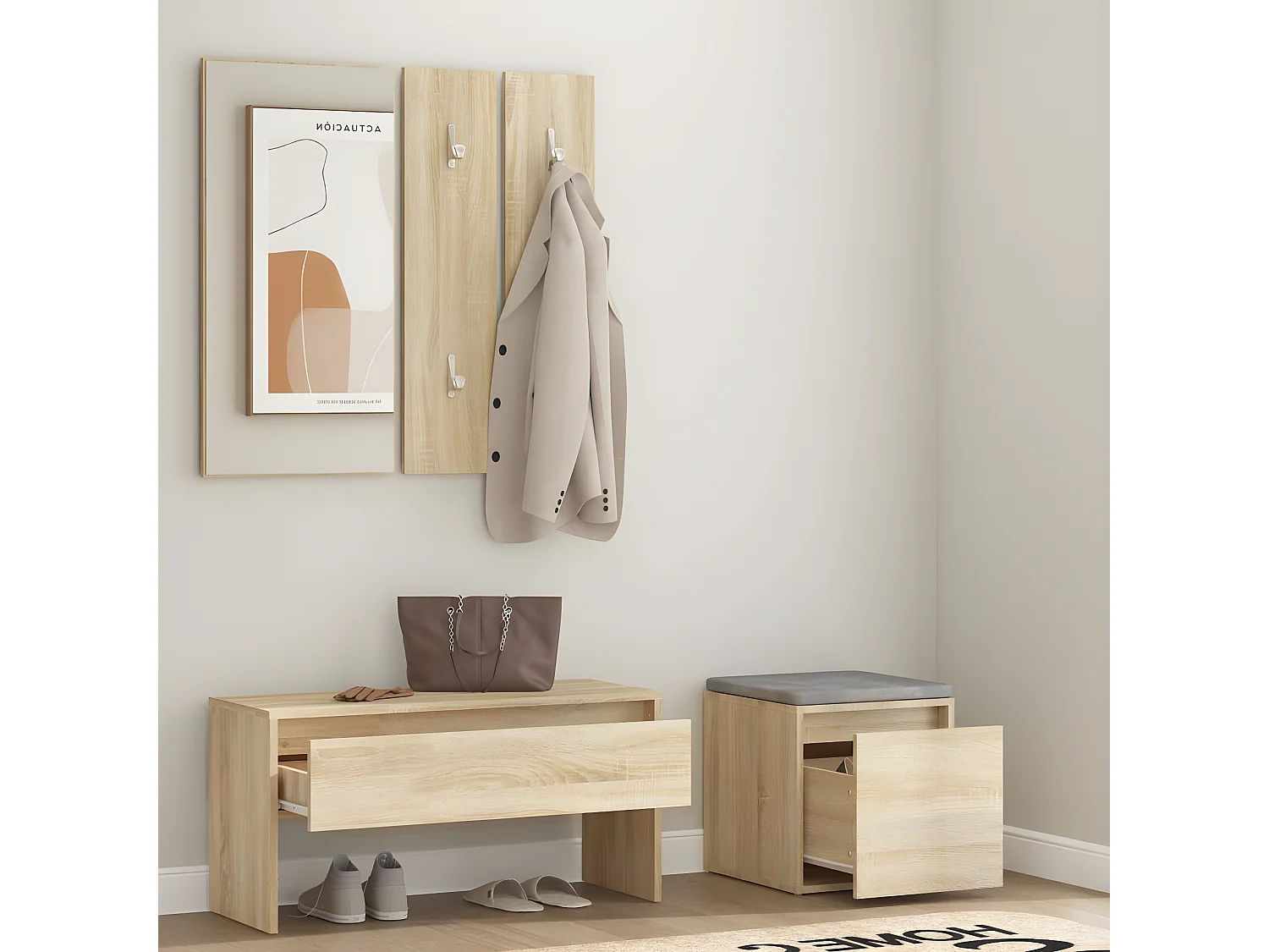 Ensemble de meubles de couloir Chêne sonoma Bois d'ingénierie OFR26429 BonneVie Meuble