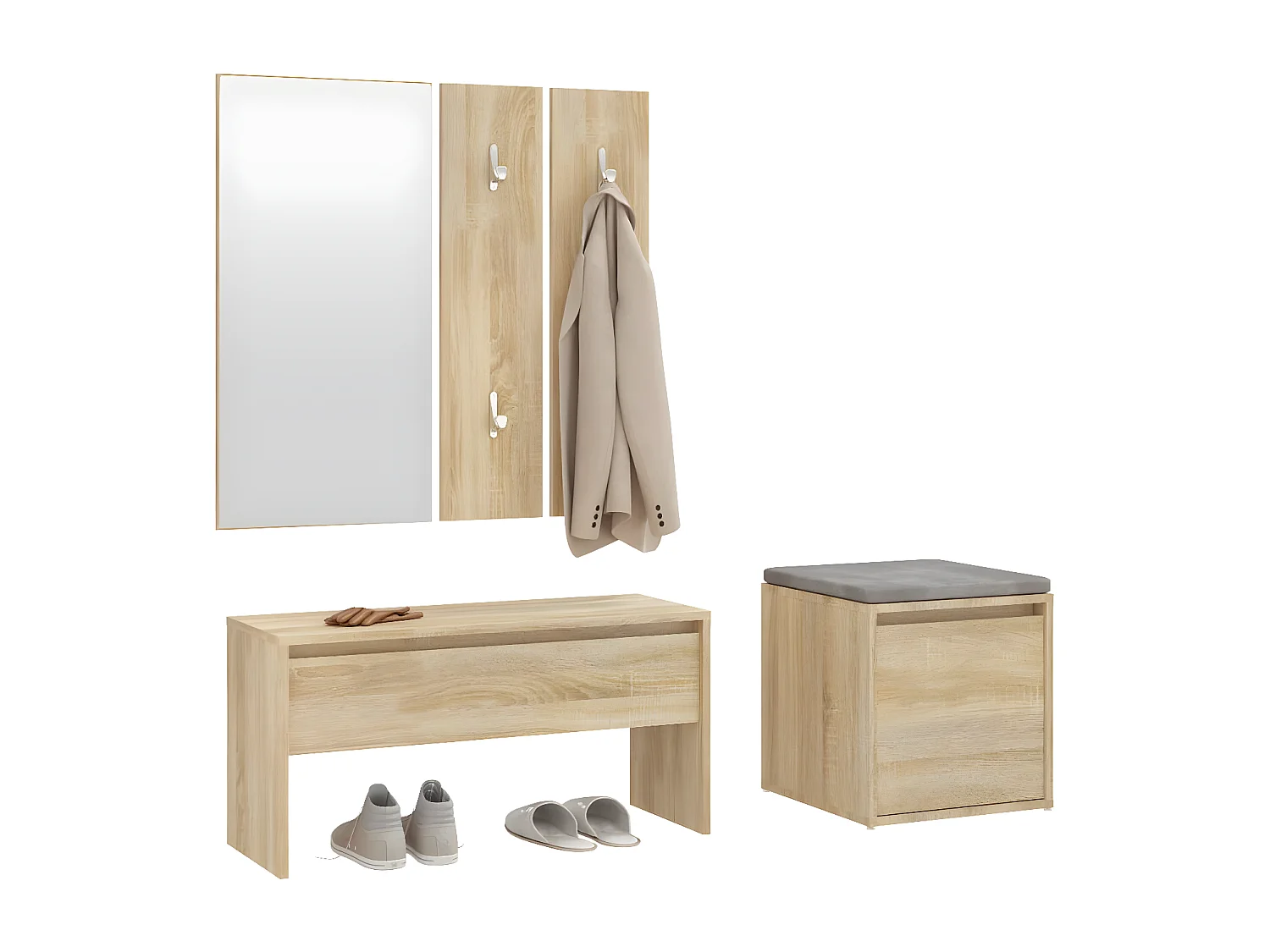 Ensemble de meubles de couloir Chêne sonoma Bois d'ingénierie OFR26429 BonneVie Meuble