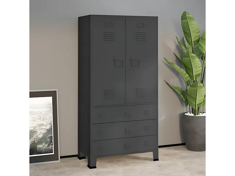Roupeiro industrial 90x50x180 cm metal antracite PT408569