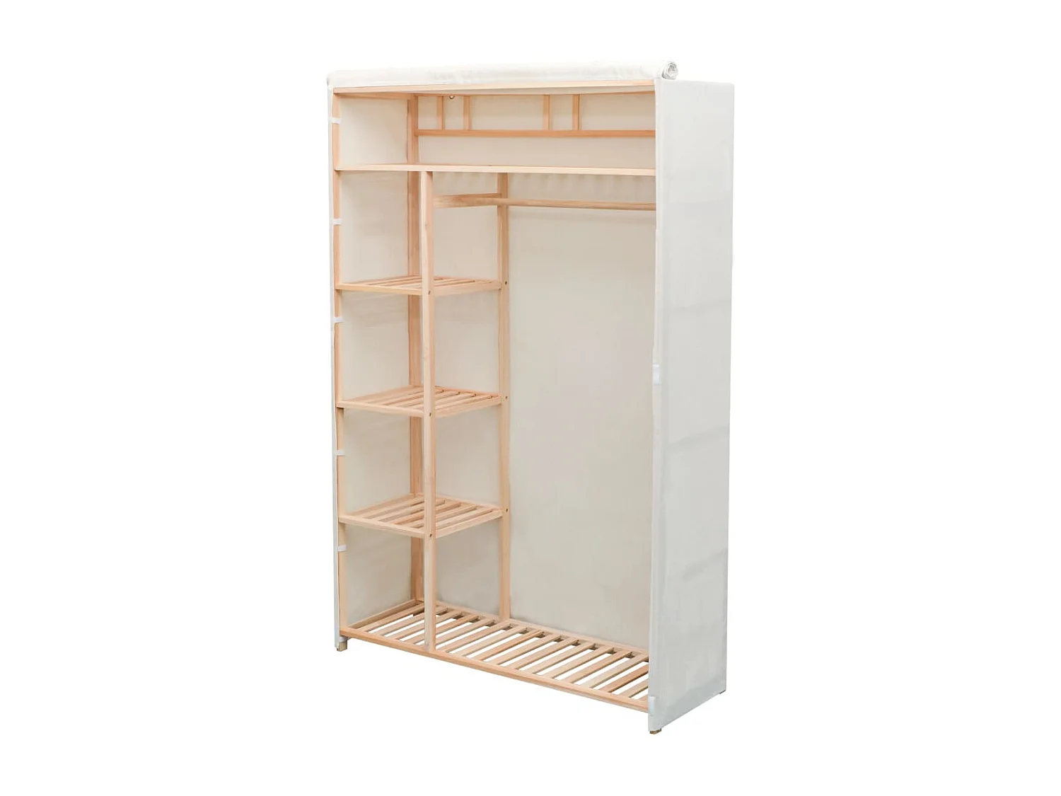 Garde-robe en tissu et bois de pin 110 x 40 x 170 cm OFR81562 BonneVie Meuble