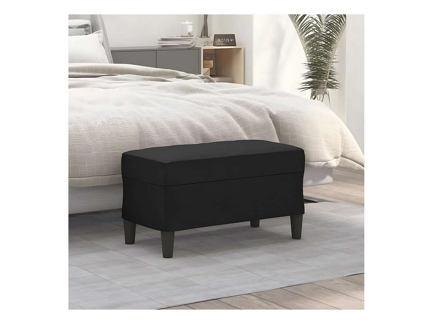 Banc chic Noir 70x35x41 cm Similicuir -ASAF65366
