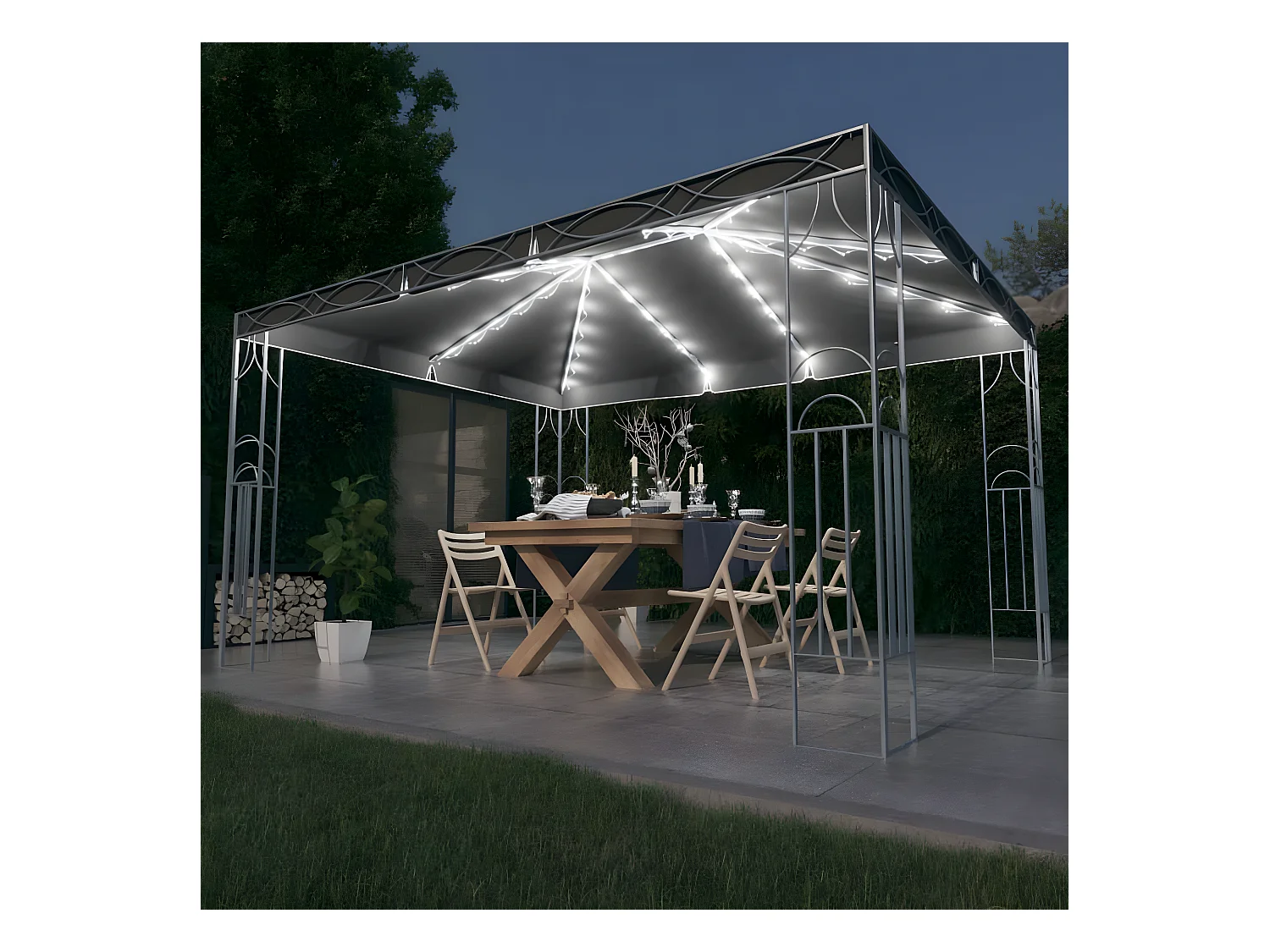 Tonnelle avec guirlande lumineuse à LED 400x300 cm Anthracite WVGQ7968