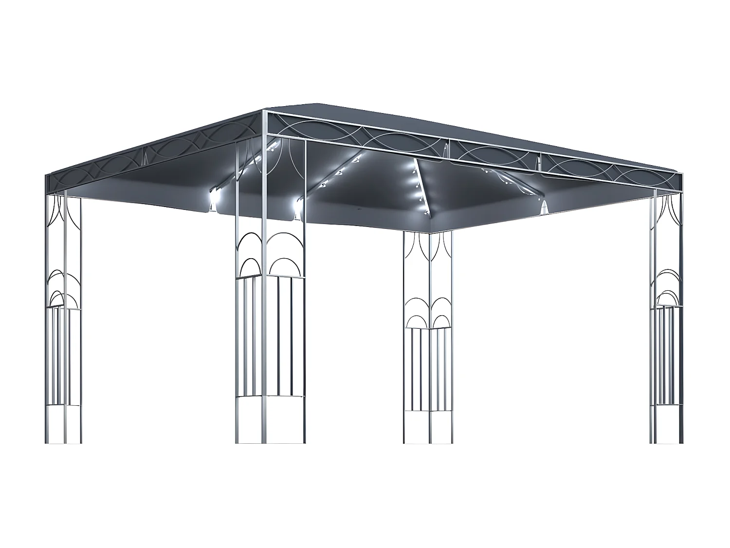 Tonnelle avec guirlande lumineuse à LED 400x300 cm Anthracite WVGQ7968
