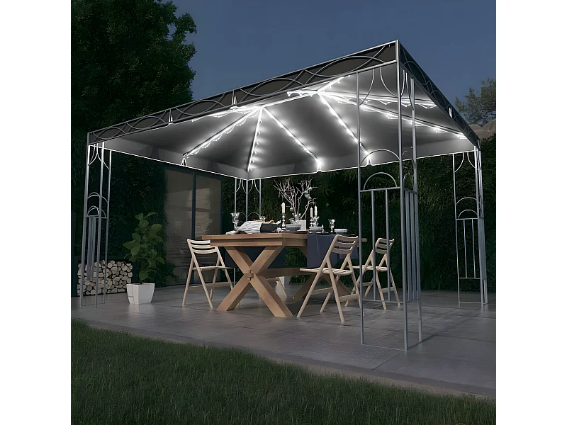 Tonnelle avec guirlande lumineuse à LED 400x300 cm Anthracite WVGQ7968