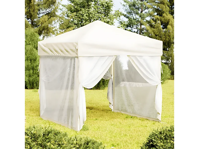 Tenda para festas dobrável com paredes laterais 2x2 m creme PT427051