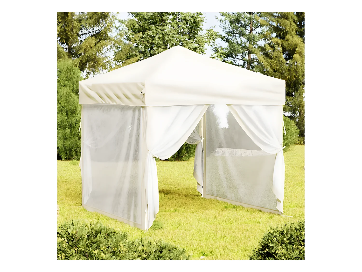 Carpa para fiestas plegable con paredes laterales crema 2x2 m ES647037
