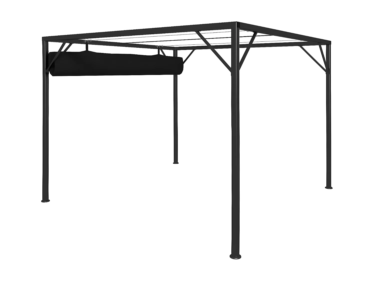 Gazebo - Tenda de recepção de jardim com toldo retrátil 3x3 m antracite PT224049