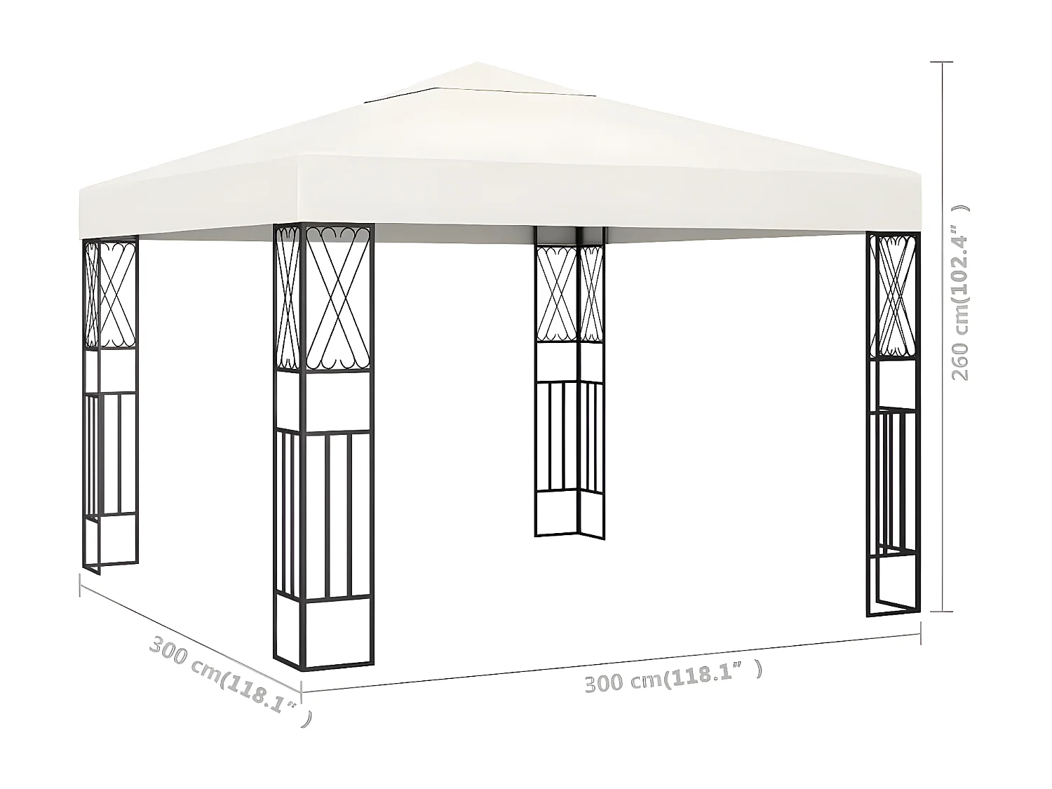 Gazebo - Tenda de recepção 3x3 m tecido creme PT578881