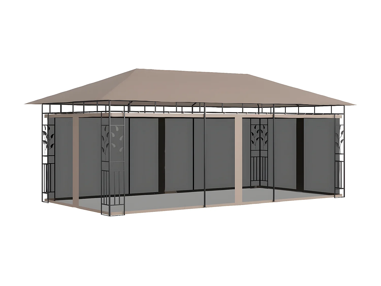 Gazebo - Tenda de recepção c/ rede mosquiteira 6x3x2,73m 180 g/m² cinza-acastanhado PT431732