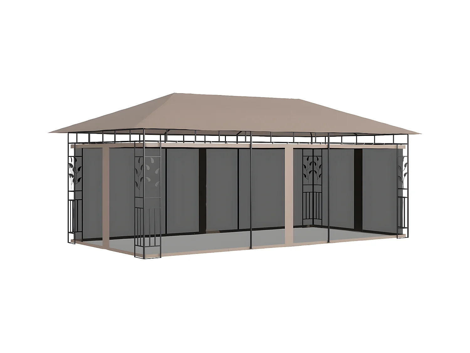 Gazebo - Tenda de recepção c/ rede mosquiteira 6x3x2,73m 180 g/m² cinza-acastanhado PT431732