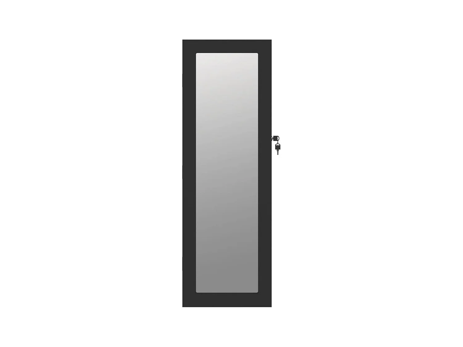 Armadio Portagioie con Specchio a Muro Nero 30x8,5x90 cm CFW91262