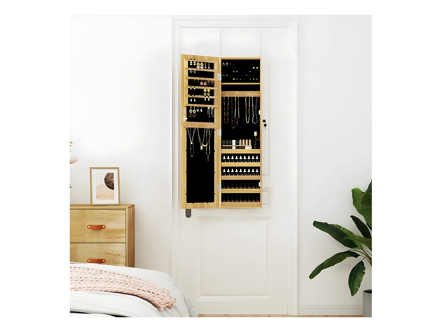 Armadio Portagioie con Specchio a Muro 30x8,5x106 cm CFW56377