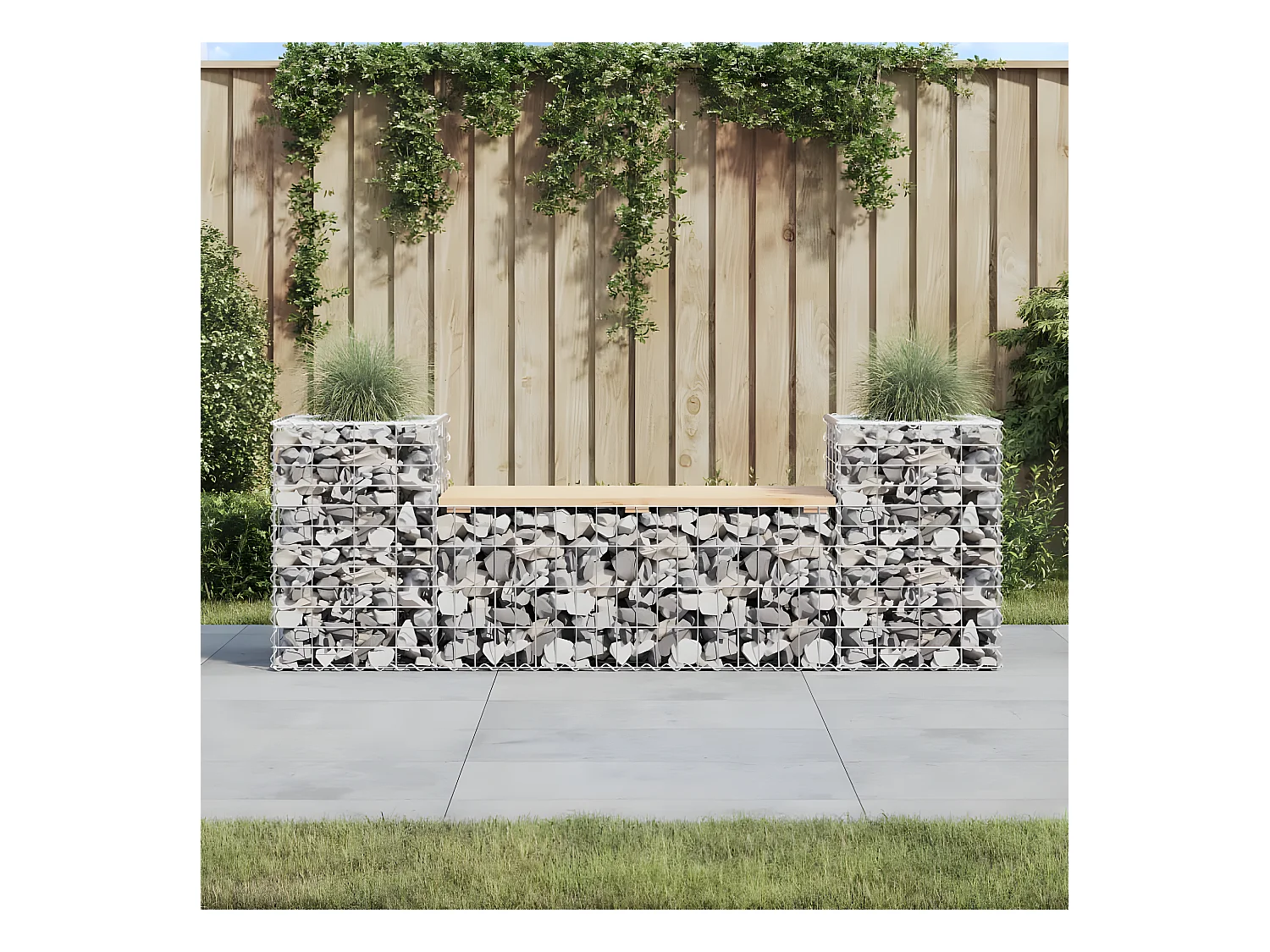 Banc de jardin design gabion 183x41x60,5 cm bois massif de pin PEWV13538