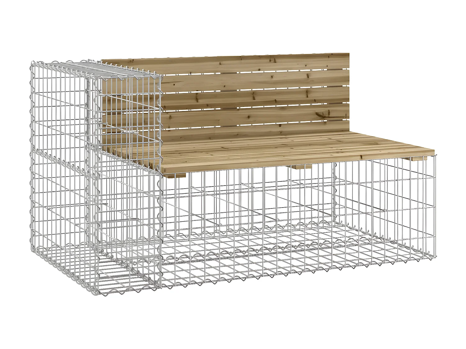 Banco de jardín con cesta de gaviones madera de pino impregnada ES10637