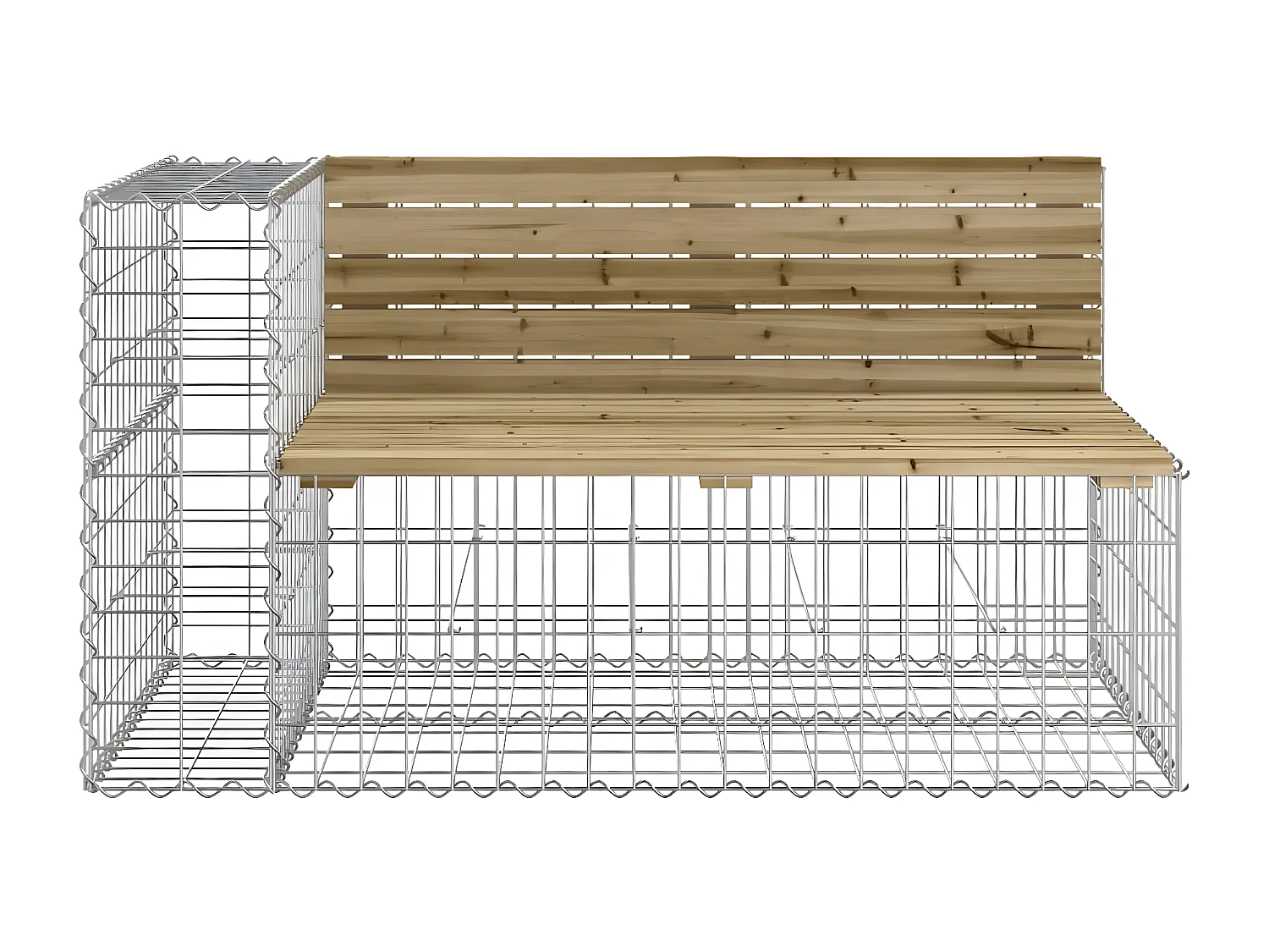 Banco de jardín con cesta de gaviones madera de pino impregnada ES10637