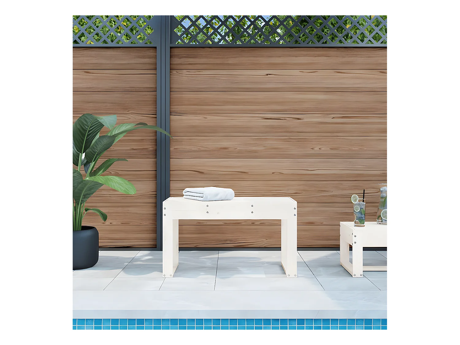 Banc de jardin blanc 80x38x45 cm bois massif de pin PEWV88742
