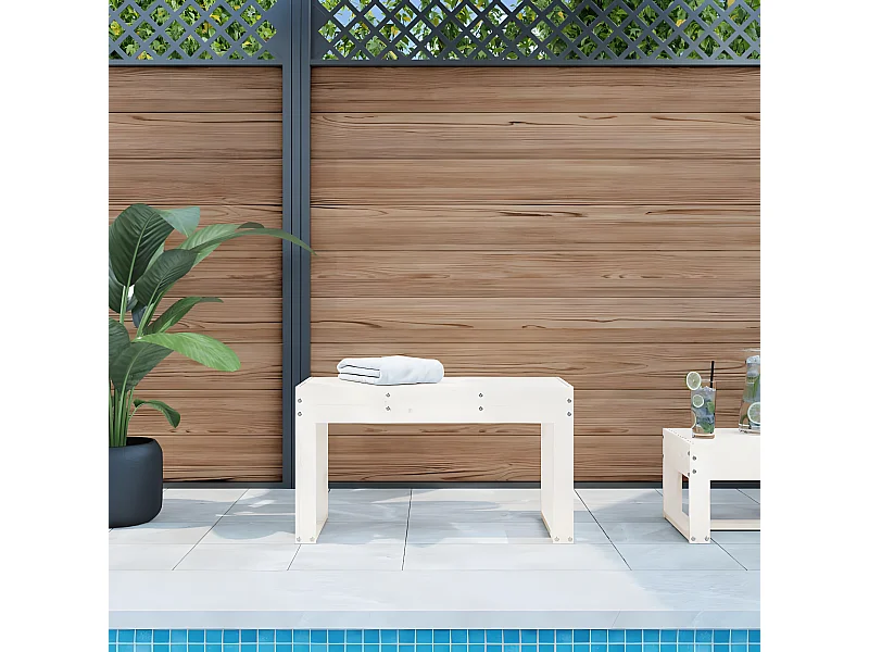 Banco de jardim 80x38x45 cm madeira de pinho maciça branco PT827078