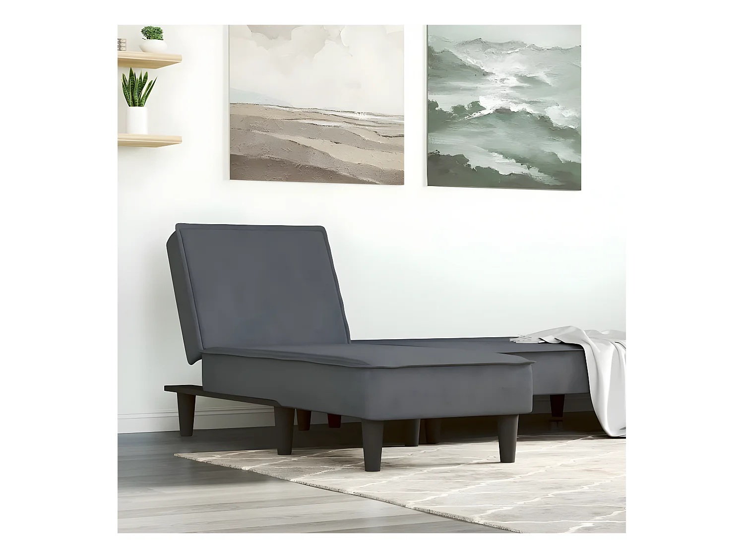 Canapé convertible gris foncé velours ODF5246  OID9604