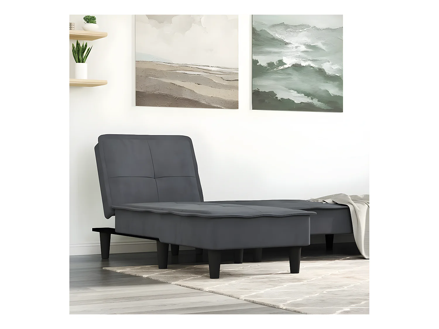 Canapé convertible gris foncé velours ODF1305  OID3809