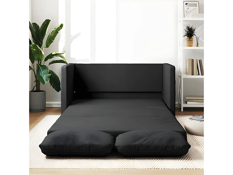 Sofá cama de suelo 2 en 1 tela negro 112x174x55 cm ES376020