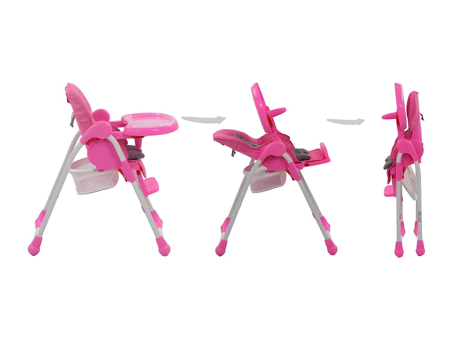 Chaise haute pour bébé Réglable Rose et gris SEF10790