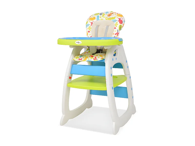 Cadeira de refeição conversível 3 em 1 com mesa azul e verde PT994884