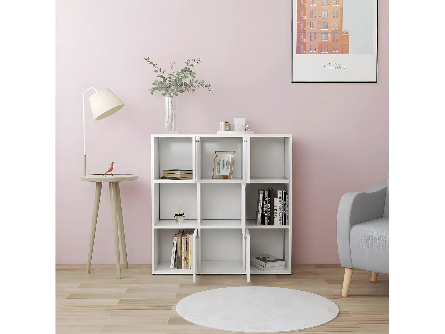 Biblioteca Estantería librería madera contrachapada blanco 90x30x90 cm ES91203