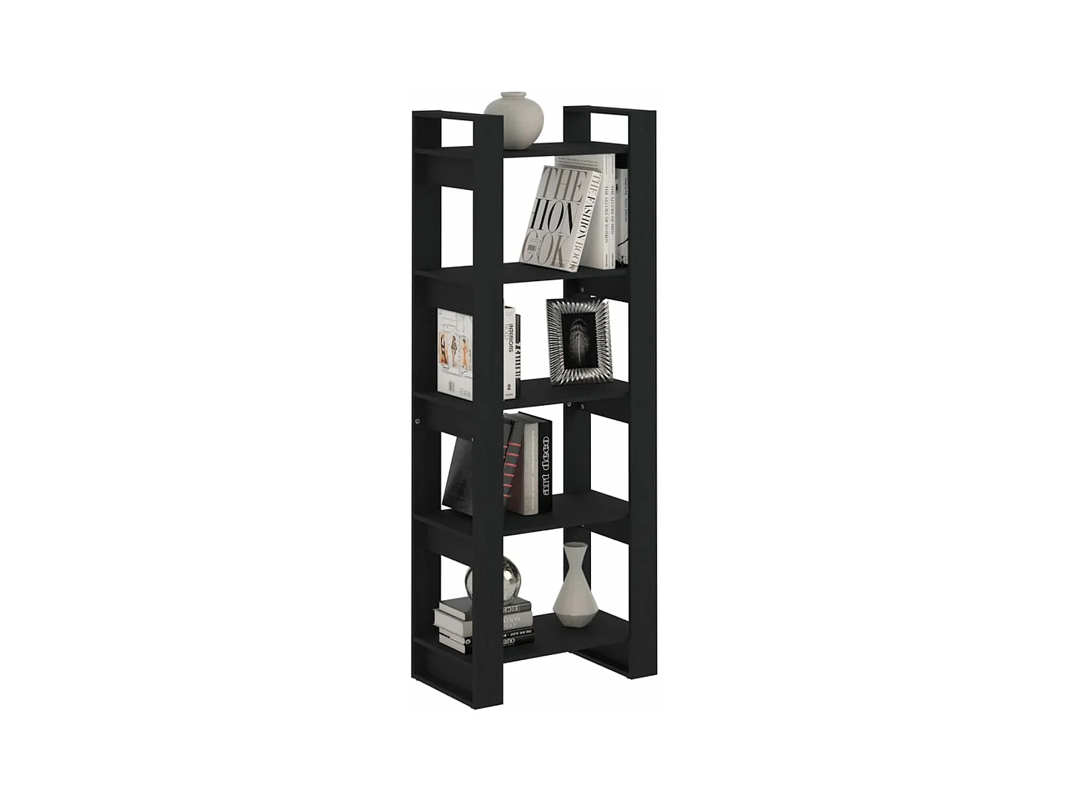 Bücherregal/Bücherschrank,Raumteiler Schwarz 60x35x160 cm Massivholz -gkd23314