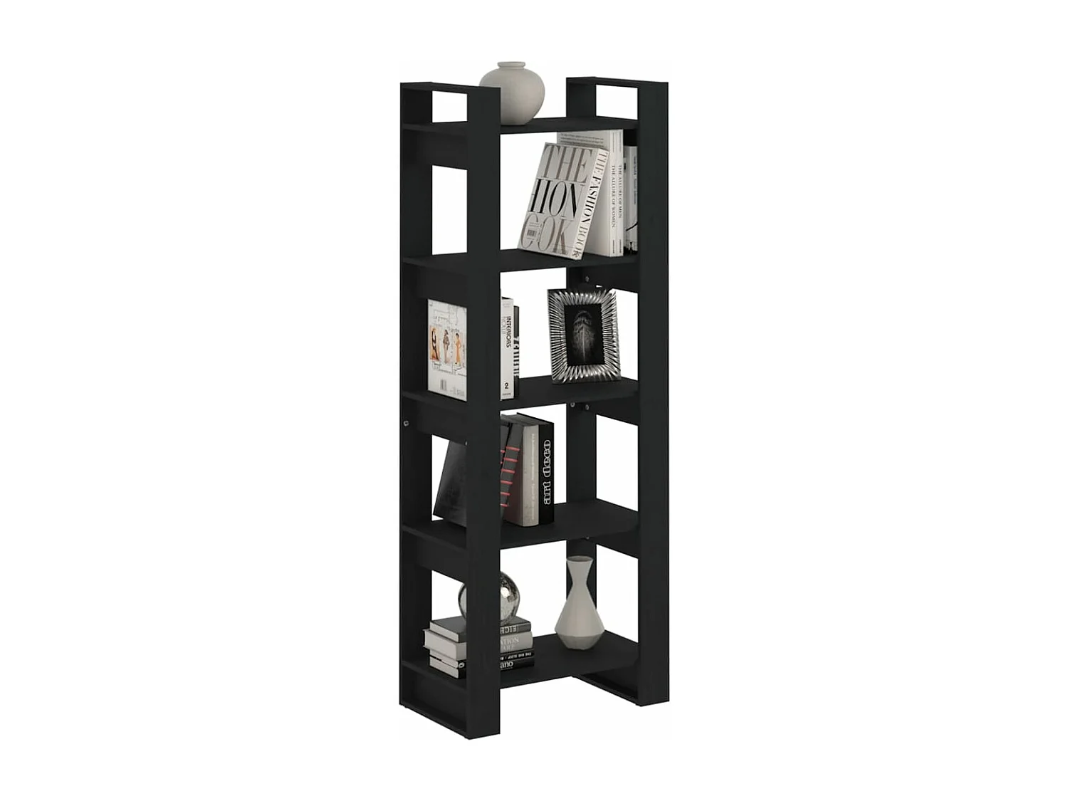 Boekenkast/kamerscherm 60x35x160 cm massief hout zwart NL989039