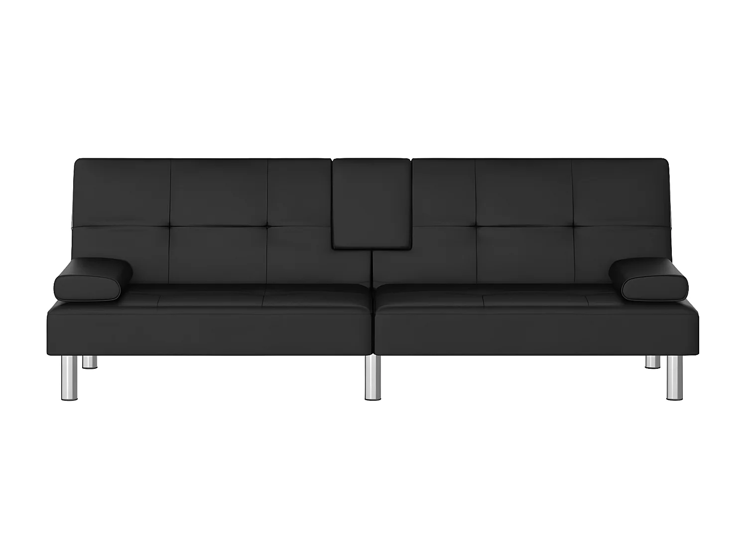 Canapé convertible avec porte-gobelets noir similicuir KFE5219