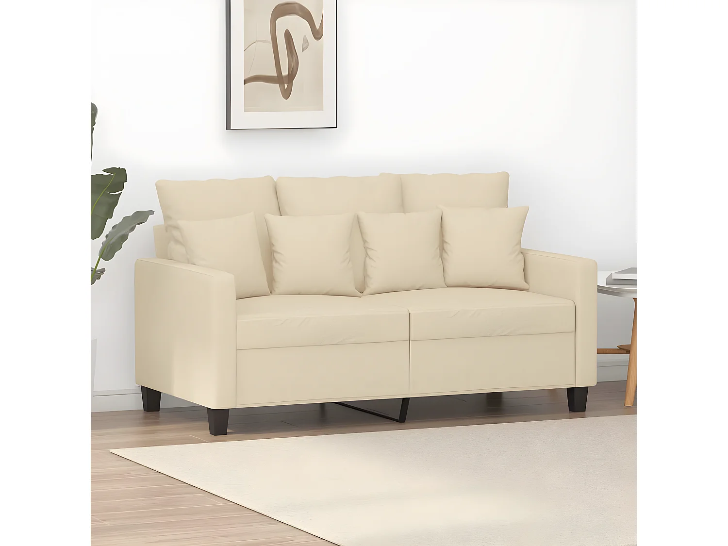 Sofá de 2 plazas de tela color crema 120 cm PWFG42102
