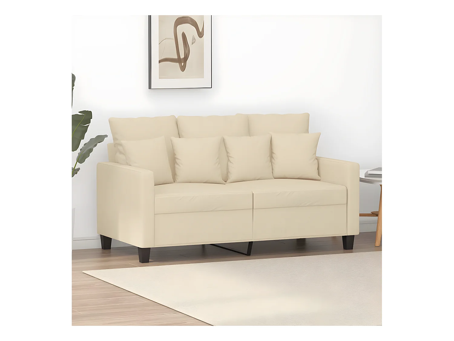 Canapé à 2 places Crème 120 cm Tissu LODW52458