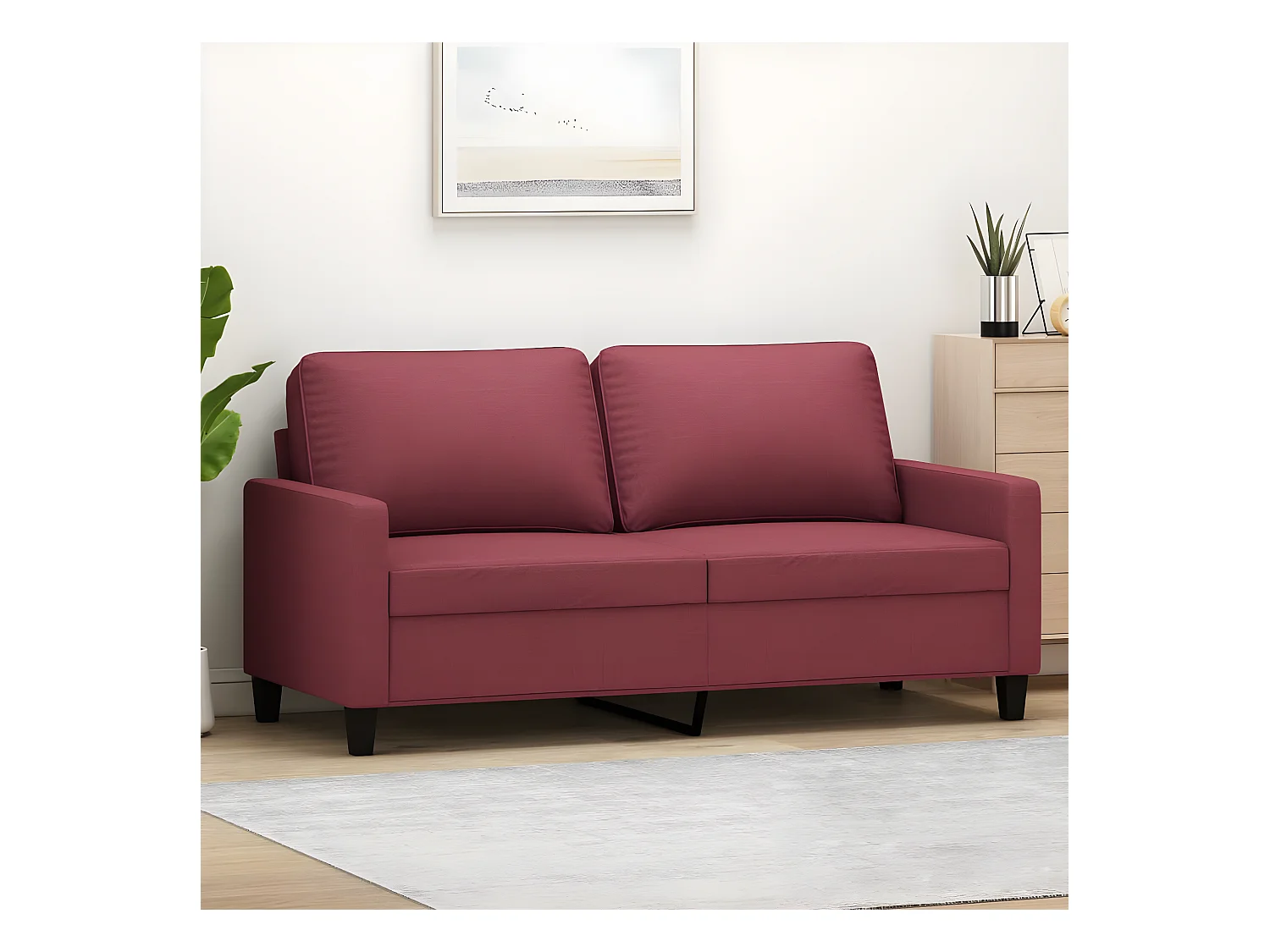 Canapé à 2 places Rouge bordeaux 140 cm Tissu LODW62018