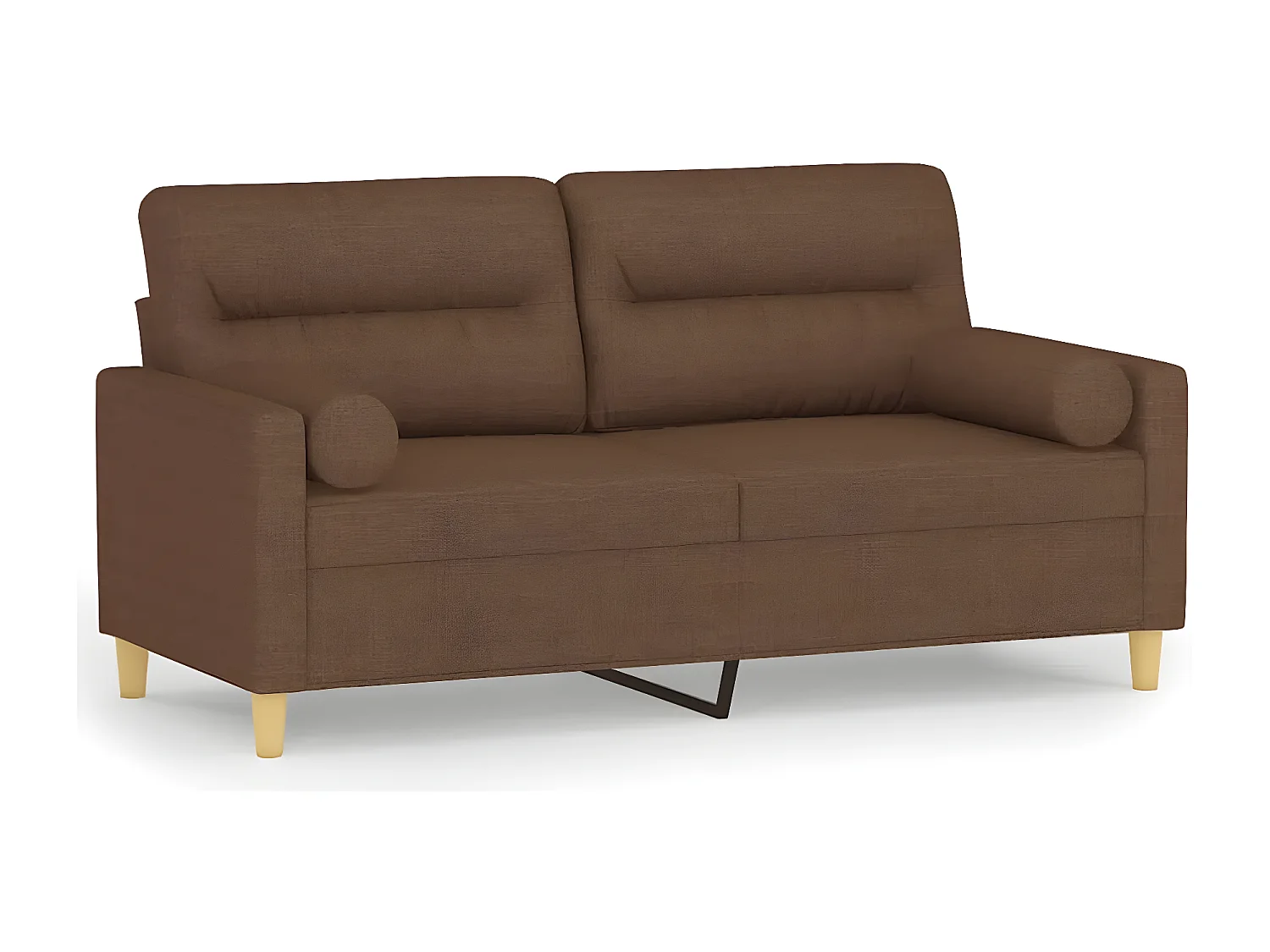 Canapé à 2 places avec oreillers décoratifs marron 140 cm tissu OLA4249