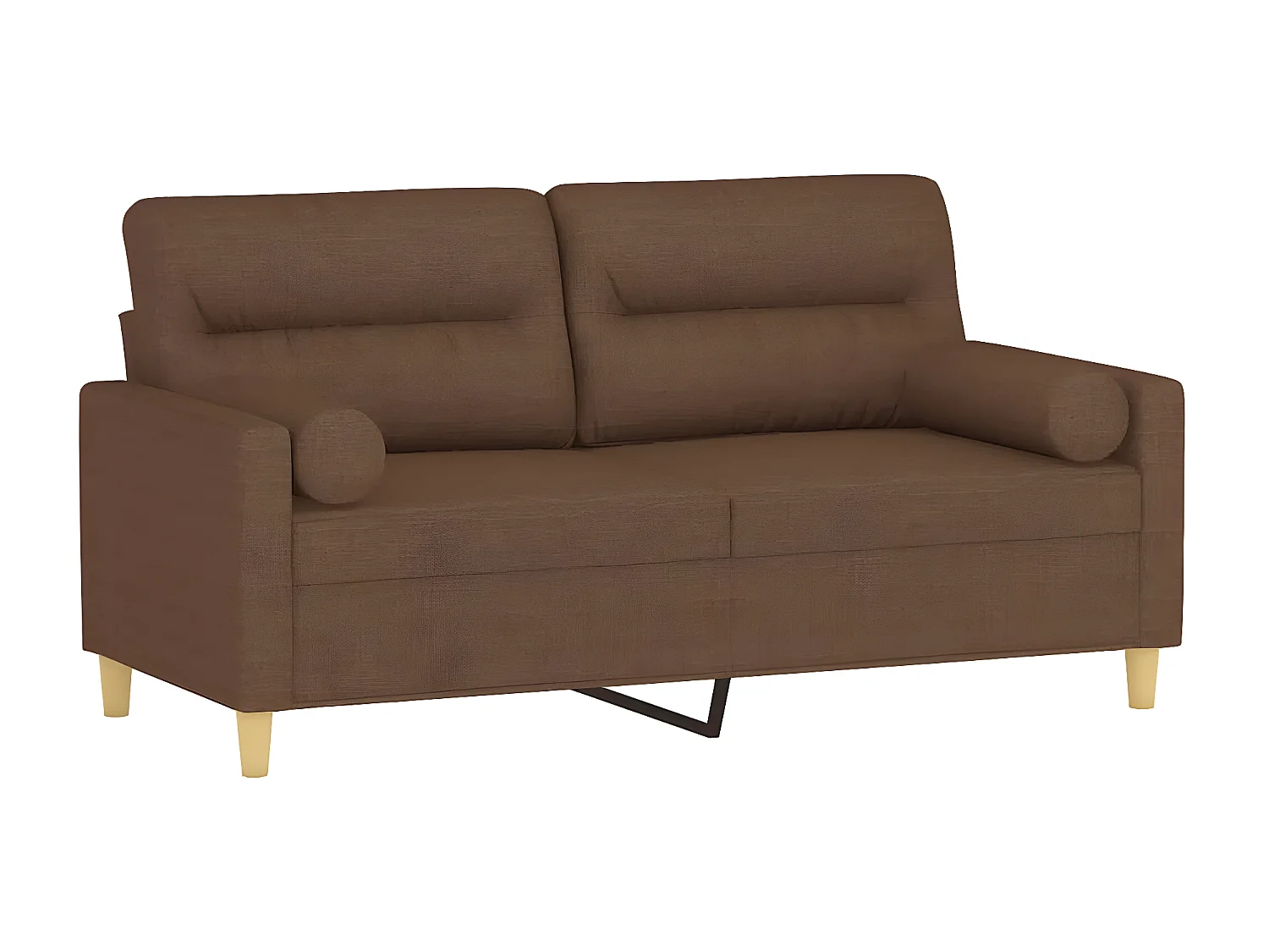 Canapé à 2 places avec oreillers décoratifs marron 140 cm tissu OLA4249