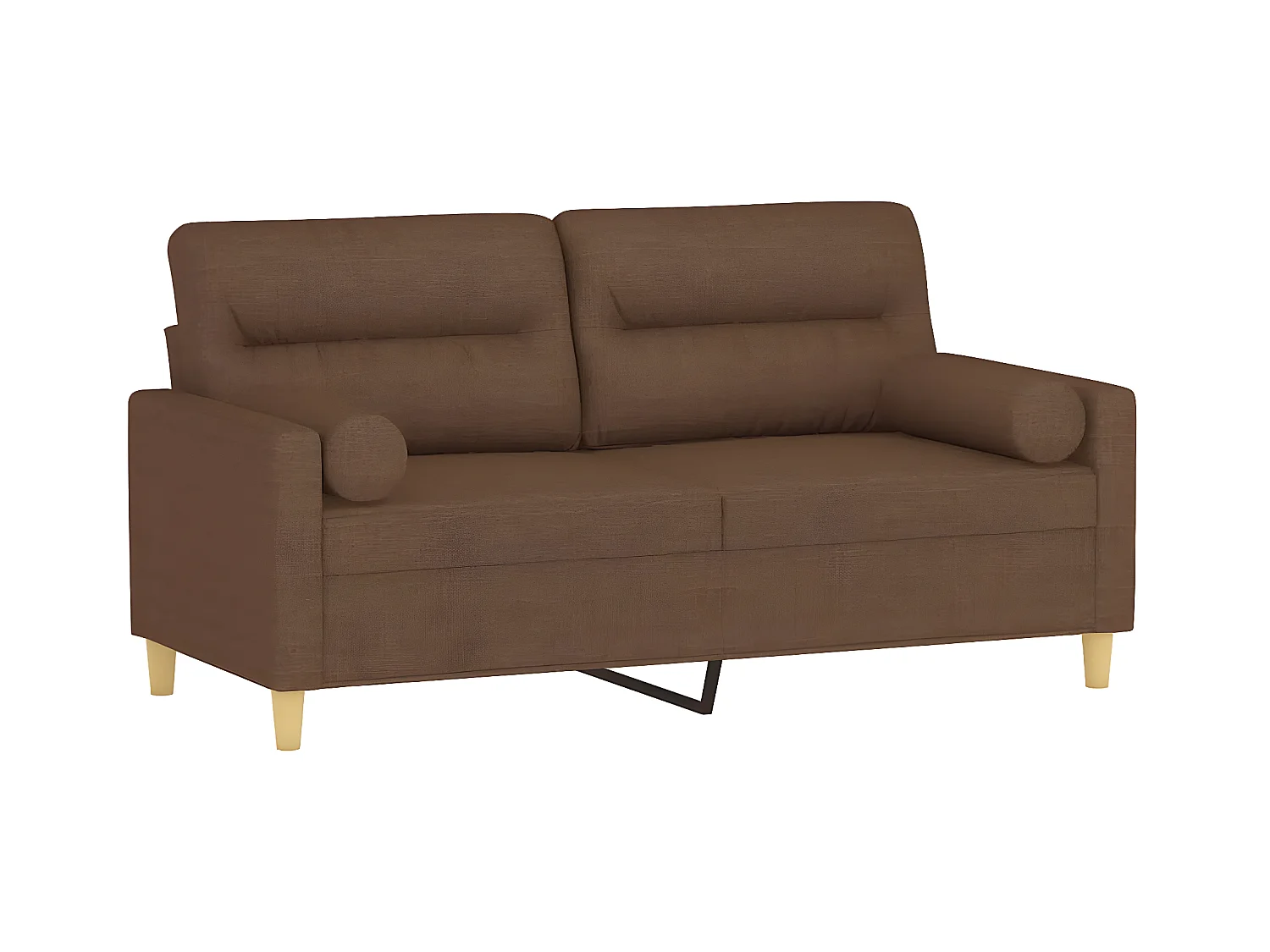 Canapé à 2 places avec oreillers décoratifs marron 140 cm tissu OLA4249