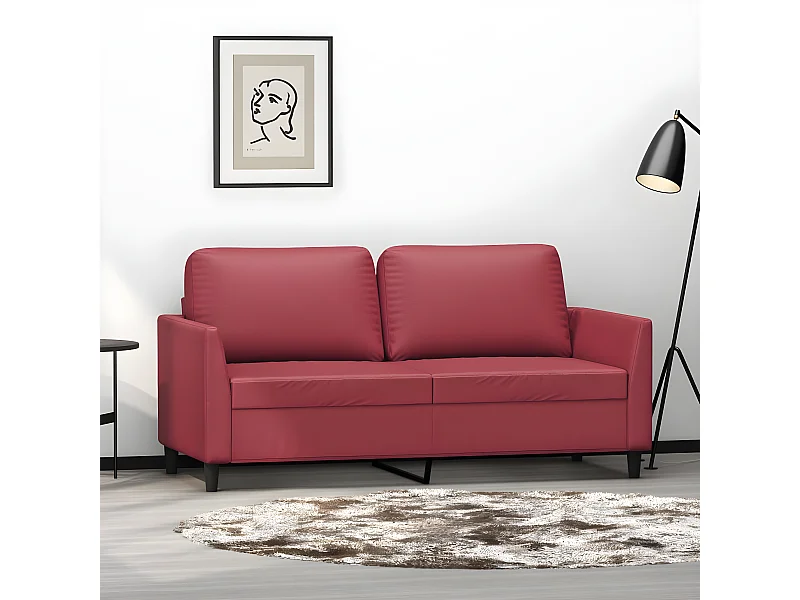 2-Sitzer-Sofa | Wohnzimmersofa Weinrot 140 cm Kunstleder -gkd420368