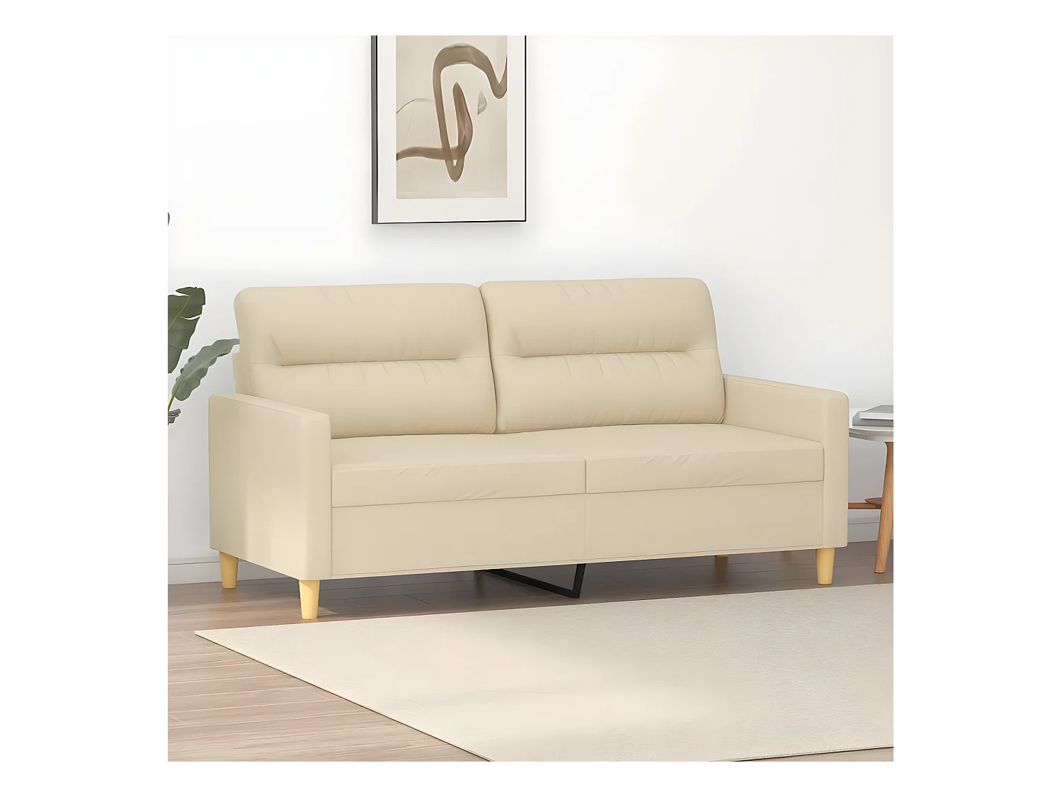 Canapé à 2 places Crème 140 cm Tissu OLA4447