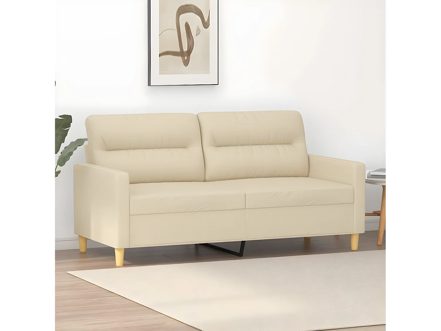 Canapé à 2 places Crème 140 cm Tissu OLA4447