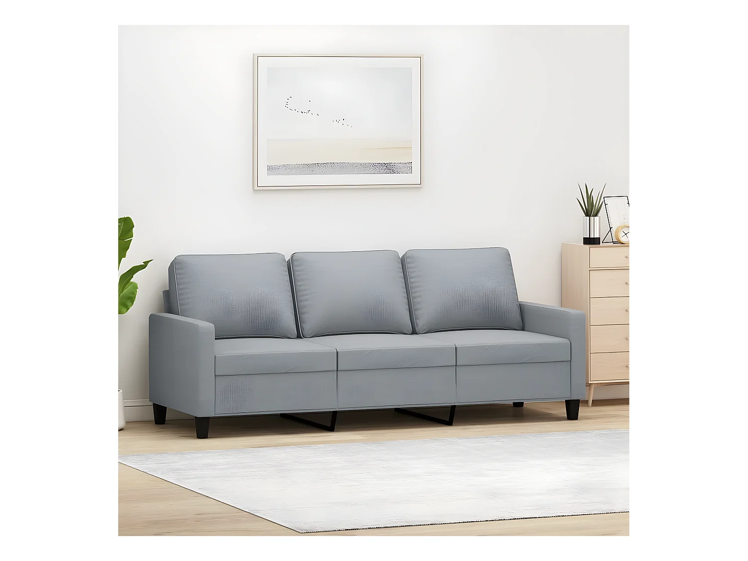Canapé à 3 places Gris clair 180 cm Tissu OLA4331