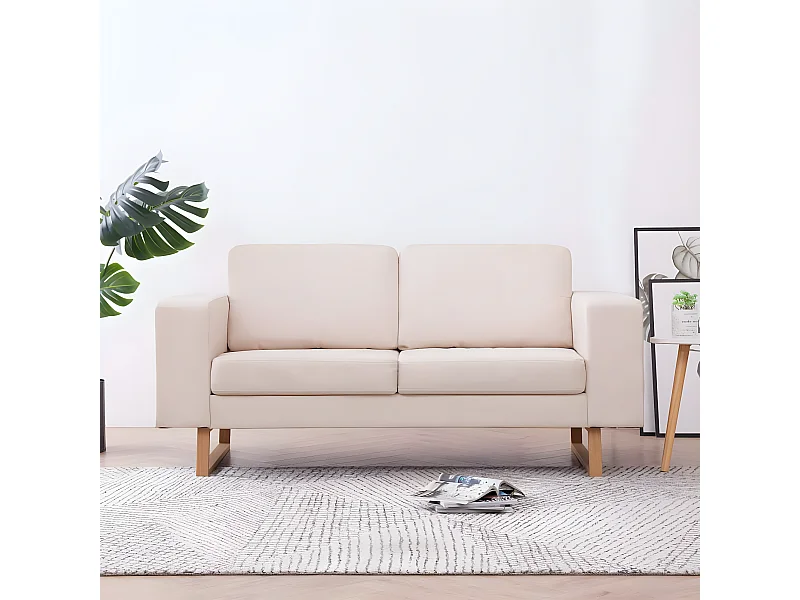 2-Sitzer-Sofa | Wohnzimmersofa Stoff Cremeweiß -gkd504658