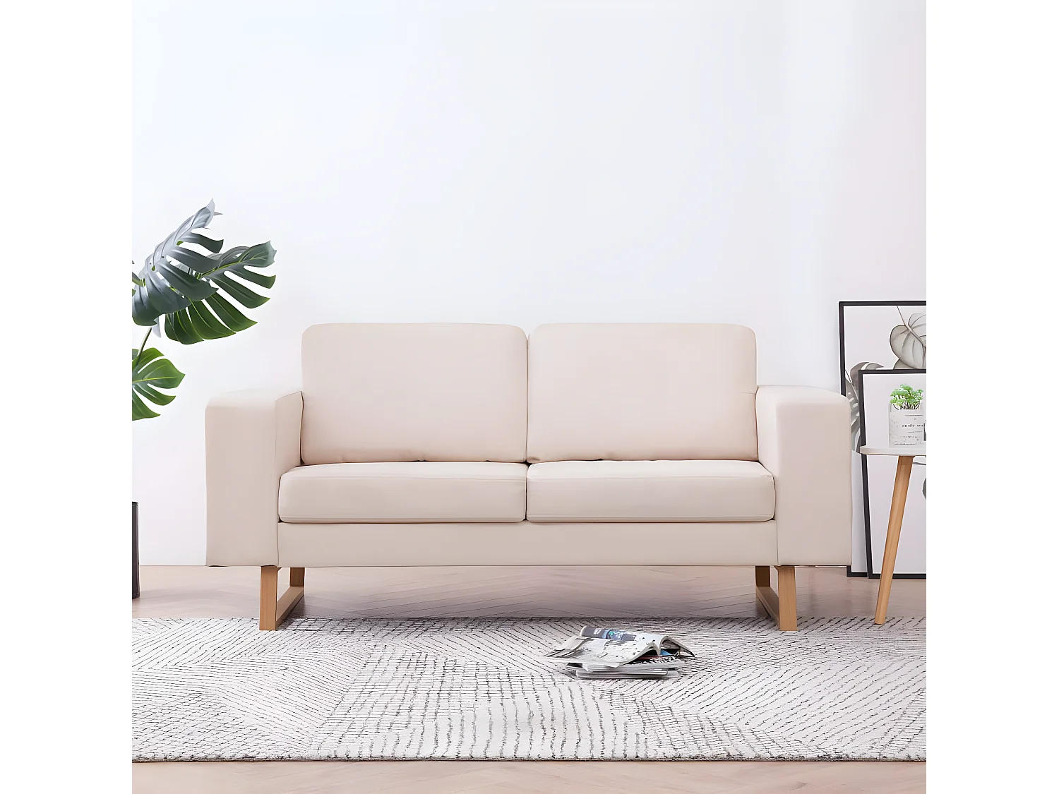 2-Sitzer-Sofa | Wohnzimmersofa Stoff Cremeweiß -gkd504658