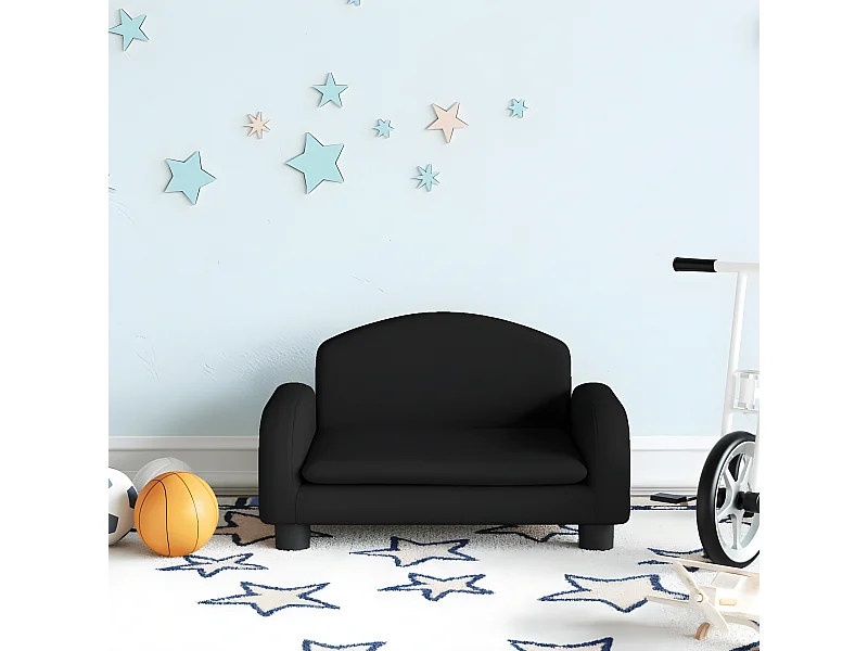 Canapé pour enfants noir 50x40x30 cm tissu QWE6115