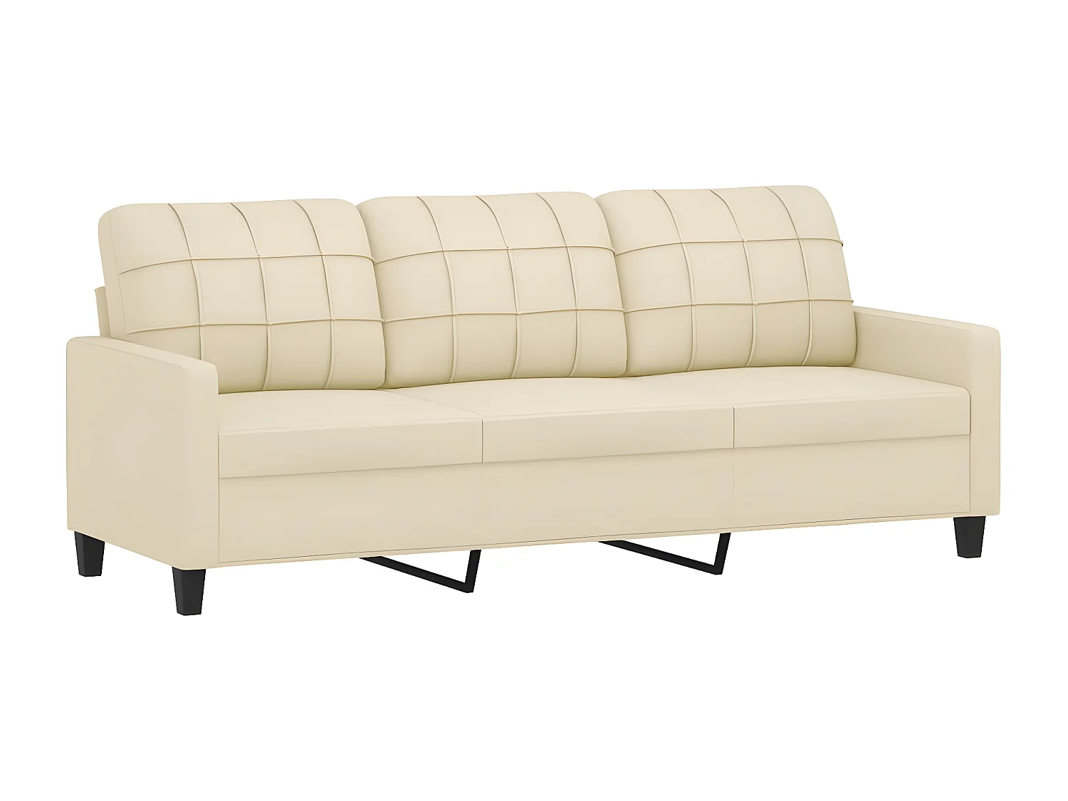 3-Sitzer-Sofa | Wohnzimmersofa mit Hocker Creme 180 cm Kunstleder -gkd385422