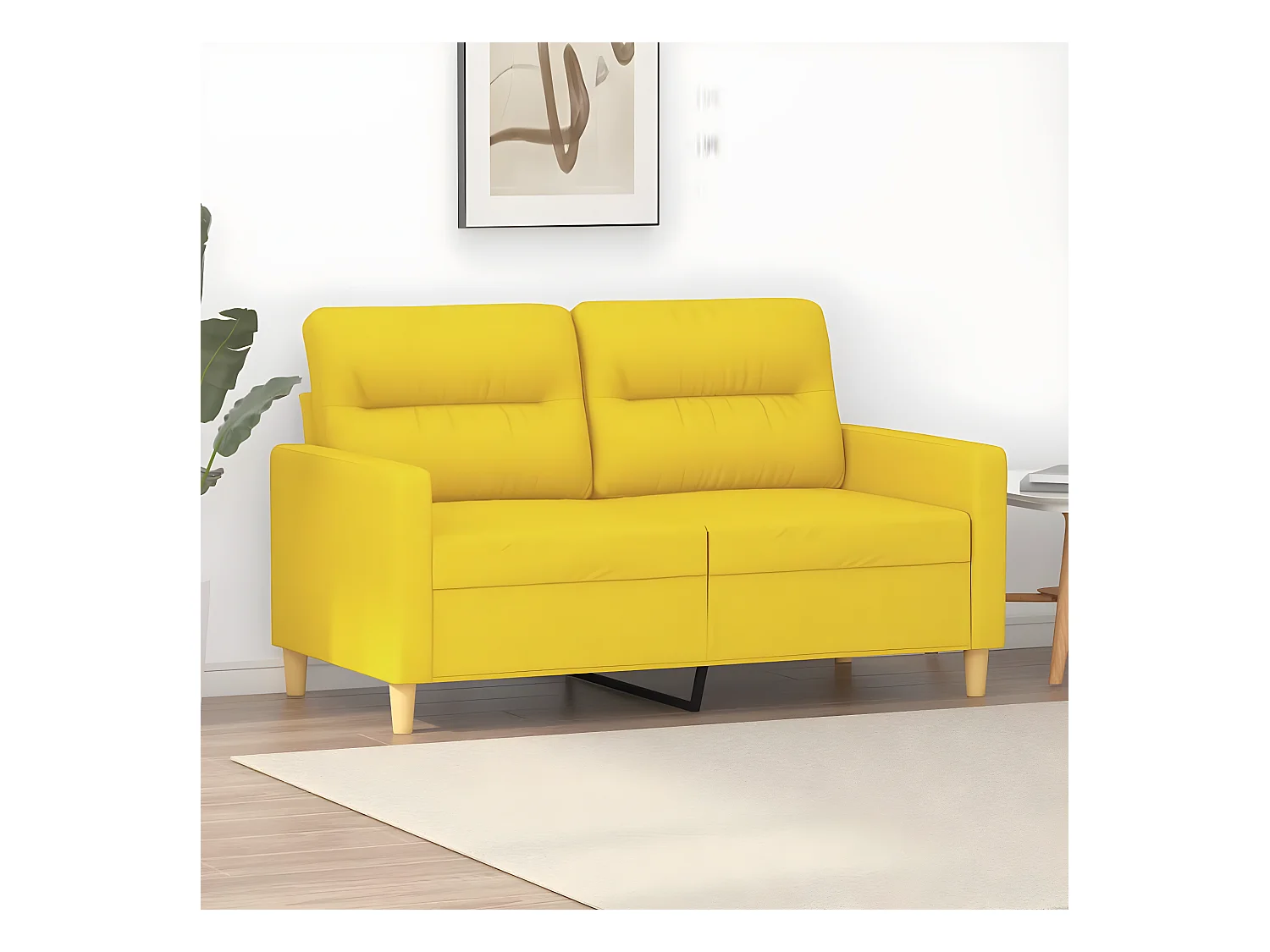 Canapé à 2 places Jaune clair 120 cm Tissu OLA5015