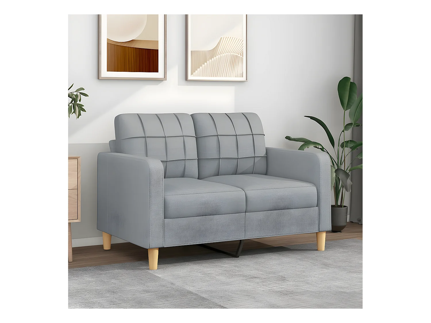 Canapé à 2 places Gris clair 120 cm Tissu OID9397