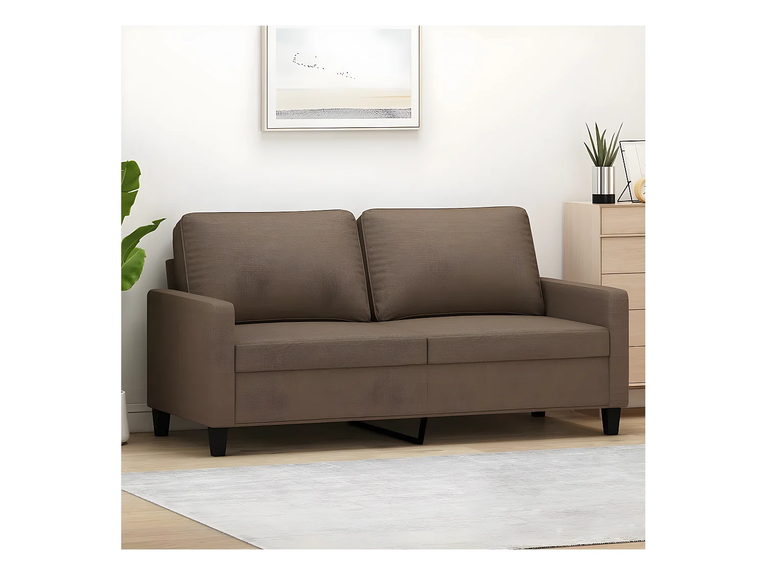 Canapé à 2 places Marron 140 cm Tissu LODW50347