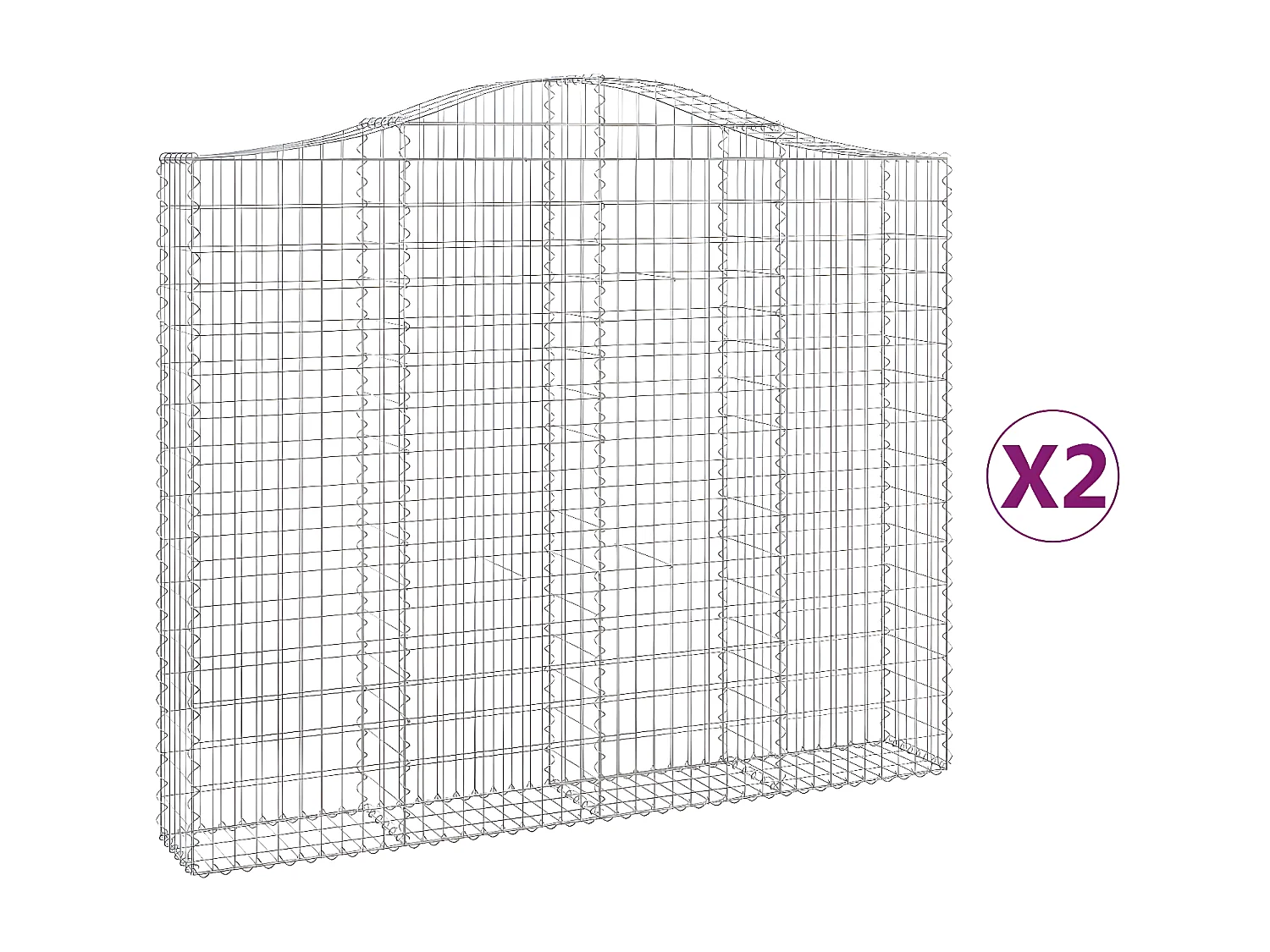 Cestas gaviones 2 uds forma de arco hierro 200x30x160/180 cm ES61398