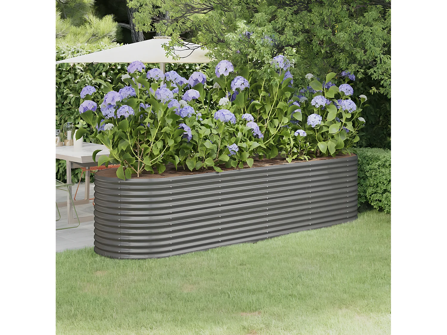 Jardinera arriate acero recubrimiento polvo gris 296x80x68 cm ES67375