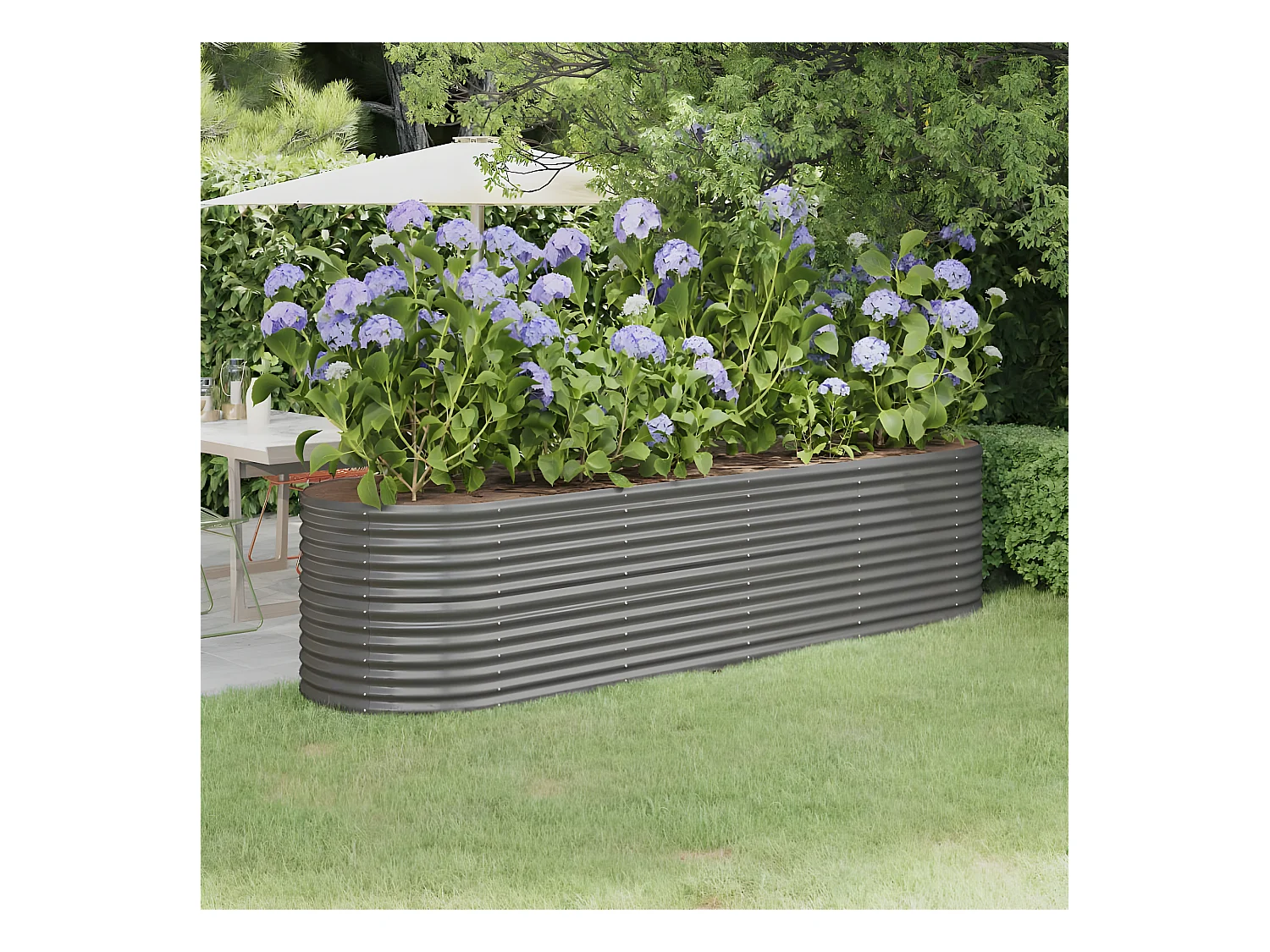 Jardinera arriate acero recubrimiento polvo gris 296x80x68 cm ES67375